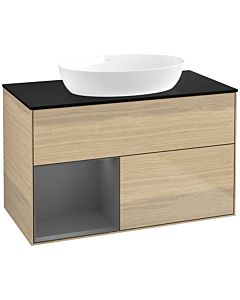 Villeroy und Boch Finion Villeroy und Boch Finion FA12GKPC 100cm, cover plate black matt, shelves anthracite matt lacquer, Oak Veneer