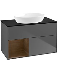 Villeroy und Boch Finion Villeroy und Boch Finion FA12GNGK 100cm, cover plate black matt, shelves Walnut Veneer , anthracite matt