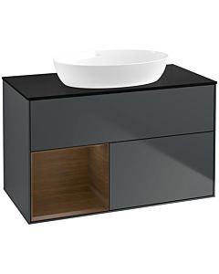 Villeroy und Boch Finion Villeroy und Boch Finion FA12GNHG 100cm, cover plate black matt, shelves Walnut Veneer , midnight Blue Matt Lacquer