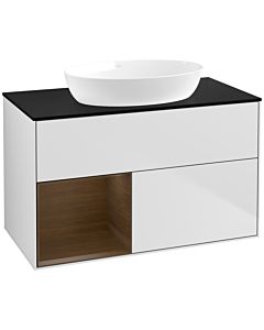 Villeroy und Boch Finion Villeroy und Boch Finion FA12GNMT 100cm, cover plate black matt, shelves Walnut Veneer , white matt lacquer