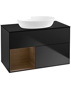 Villeroy und Boch Finion Villeroy und Boch Finion FA12GNPD 100cm, cover plate black matt, shelves Walnut Veneer , black matt lacquer
