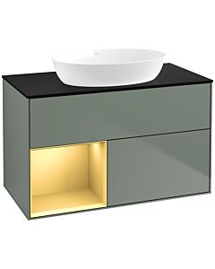 Villeroy und Boch Finion Villeroy und Boch Finion FA12HFGM 100cm, cover plate black matt, shelves gold matt lacquer, Olive Matt Lacquer