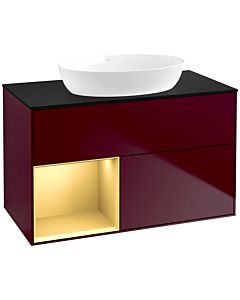 Villeroy und Boch Finion Villeroy und Boch Finion FA12HFHB 100cm, cover plate black matt, shelves gold matt lacquer, Peony Matt