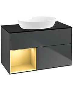 Villeroy und Boch Finion Villeroy und Boch Finion FA12HFHG 100cm, cover plate black matt, shelves gold matt lacquer, midnight Blue Matt Lacquer