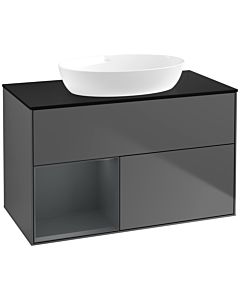 Villeroy und Boch Finion Villeroy und Boch Finion FA12HGGK 100cm, cover plate black matt, shelves midnight matt lacquer, anthracite matt
