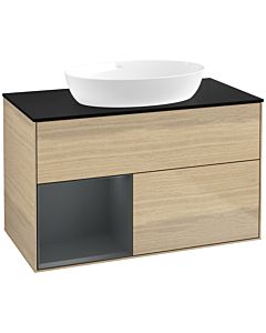 Villeroy und Boch Finion Villeroy und Boch Finion FA12HGPC 100cm, cover plate black matt, shelves midnight matt lacquer, Oak Veneer