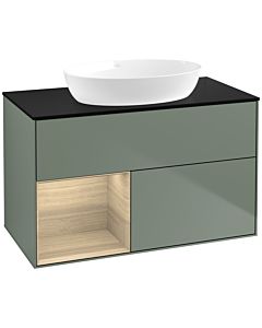 Villeroy und Boch Finion Villeroy und Boch Finion FA12PCGM 100cm, cover plate black matt, shelves Oak Veneer , Olive Matt Lacquer