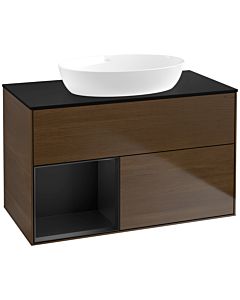 Villeroy und Boch Finion Villeroy und Boch Finion FA12PDGN 100cm, cover plate black matt, shelves black matt lacquer, walnut veneer