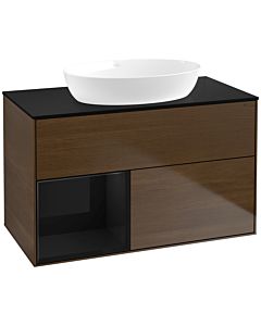 Villeroy und Boch Finion Villeroy und Boch Finion FA12PHGN 100cm, cover plate black matt, shelves Glossy black lacquer, walnut veneer