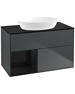 Villeroy und Boch Finion Villeroy und Boch Finion FA12PHHG 100cm, cover plate black matt, shelves Glossy black lacquer, Midnight Blue Matt Lacquer