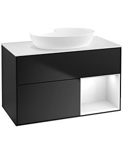 Villeroy und Boch Finion Villeroy und Boch Finion FA21GFPD 100cm, cover plate white matt, shelves Glossy white lacquer, black matt lacquer