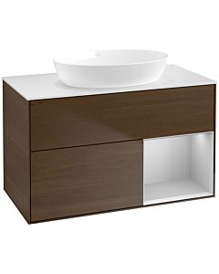 Villeroy und Boch Finion Villeroy und Boch Finion FA21GJGN 100cm, cover plate white matt, shelves light gray matt lacquer, walnut veneer