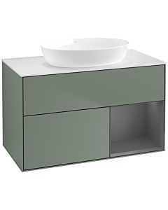 Villeroy und Boch Finion Villeroy und Boch Finion FA21GKGM 100cm, cover plate white matt, shelves anthracite matt lacquer, Olive Matt Lacquer