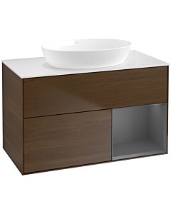 Villeroy und Boch Finion Villeroy und Boch Finion FA21GKGN 100cm, cover plate white matt, shelves anthracite matt lacquer, walnut veneer
