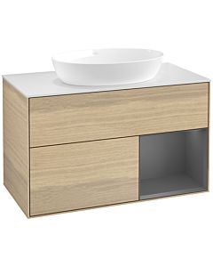 Villeroy und Boch Finion Villeroy und Boch Finion FA21GKPC 100cm, cover plate white matt, shelves anthracite matt lacquer, Oak Veneer