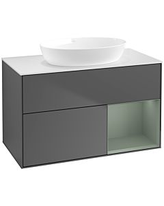 Villeroy und Boch Finion Villeroy und Boch Finion FA21GMGK 100cm, cover plate white matt, shelves olive matt lacquer, anthracite matt