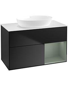 Villeroy und Boch Finion Villeroy und Boch Finion FA21GMPD 100cm, cover plate white matt, shelves olive matt lacquer, black matt lacquer