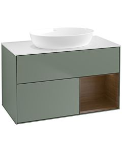 Villeroy und Boch Finion Villeroy und Boch Finion FA21GNGM 100cm, cover plate white matt, shelves Walnut Veneer , Olive Matt Lacquer