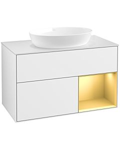 Villeroy und Boch Finion Villeroy und Boch Finion FA21HFGF 100cm, cover plate white matt, shelves gold matt lacquer, glossy white lacquer