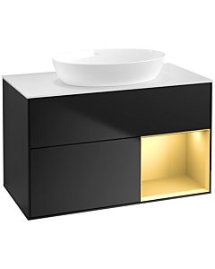 Villeroy und Boch Finion Villeroy und Boch Finion FA21HFPD 100cm, cover plate white matt, shelves gold matt lacquer, black matt lacquer