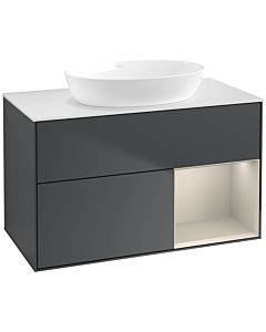 Villeroy und Boch Finion Villeroy und Boch Finion FA21HHHG 100cm, cover plate white matt, shelves sand matt lacquer, midnight Blue Matt Lacquer