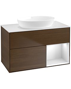 Villeroy und Boch Finion Villeroy und Boch Finion FA21MTGN 100cm, cover plate white matt, shelves white matt lacquer, walnut veneer