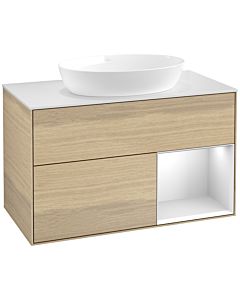 Villeroy und Boch Finion Villeroy und Boch Finion FA21MTPC 100cm, cover plate white matt, shelves white matt lacquer, Oak Veneer