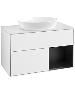 Villeroy und Boch Finion Villeroy und Boch Finion FA21PDGF 100cm, cover plate white matt, shelves black matt lacquer, glossy white lacquer