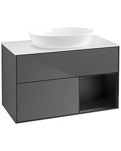 Villeroy und Boch Finion Villeroy und Boch Finion FA21PDGK 100cm, cover plate white matt, shelves black matt lacquer, anthracite matt