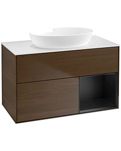 Villeroy und Boch Finion Villeroy und Boch Finion FA21PDGN 100cm, cover plate white matt, shelves black matt lacquer, walnut veneer