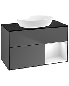 Villeroy und Boch Finion Villeroy und Boch Finion FA22GFGK 100cm, cover plate black matt, shelves Glossy white lacquer, anthracite matt