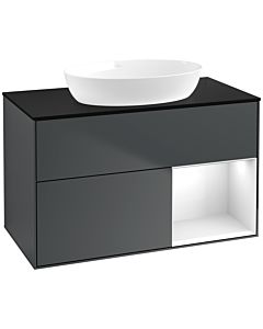 Villeroy und Boch Finion Villeroy und Boch Finion FA22GFHG 100cm, cover plate black matt, shelves Glossy white lacquer, Midnight Blue Matt Lacquer