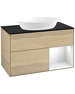 Villeroy und Boch Finion Villeroy und Boch Finion FA22GFPC 100cm, cover plate black matt, shelves Glossy white lacquer, Oak Veneer