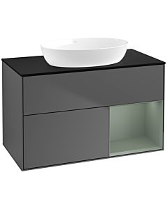 Villeroy und Boch Finion Villeroy und Boch Finion FA22GMGK 100cm, cover plate black matt, shelves olive matt lacquer, anthracite matt