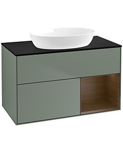 Villeroy und Boch Finion Villeroy und Boch Finion FA22GNGM 100cm, cover plate black matt, shelves Walnut Veneer , Olive Matt Lacquer