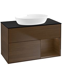 Villeroy und Boch Finion Villeroy und Boch Finion FA22GNGN 100cm, cover plate black matt, shelves Walnut Veneer , Walnut Veneer veneer