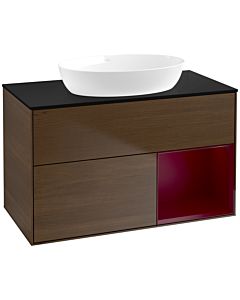 Villeroy und Boch Finion Villeroy und Boch FA22HBGN 100cm, plaque de recouvrement noir mat, étagères Peony laqué mat, placage Peony