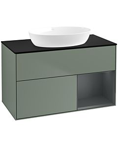 Villeroy und Boch Finion Villeroy und Boch Finion FA22HGGM 100cm, cover plate black matt, shelves midnight matt lacquer, Olive Matt Lacquer