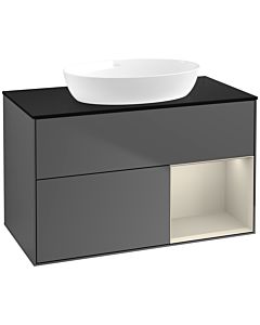 Villeroy und Boch Finion Villeroy und Boch Finion FA22HHGK 100cm, cover plate black matt, shelves sand matt lacquer, anthracite matt