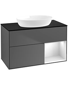 Villeroy und Boch Finion Villeroy und Boch Finion FA22MTGK 100cm, cover plate black matt, shelves white matt lacquer, anthracite matt