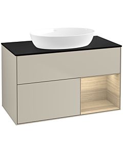Villeroy und Boch Finion Villeroy und Boch FA22PCHH 100cm, plaque de recouvrement noir mat, étagères Oak Veneer , Sand Matt Lacquer
