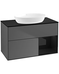 Villeroy und Boch Finion Villeroy und Boch Finion FA22PHGK 100cm, cover plate black matt, shelves Glossy black lacquer, anthracite matt