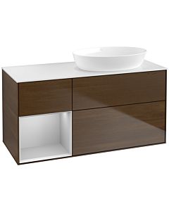 Villeroy und Boch Finion Villeroy und Boch Finion FA41GJGN 120cm, cover plate white matt, shelves light gray matt lacquer, walnut veneer