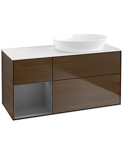 Villeroy und Boch Finion Villeroy und Boch Finion FA41GKGN 120cm, cover plate white matt, shelves anthracite matt lacquer, walnut veneer