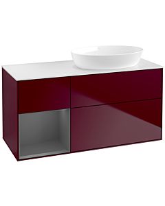 Villeroy und Boch Finion Waschtischunterschrank FA41GKHB 120cm, Abdeckplatte white matt, Regale Anthracite matt lacquer, Peony Matt