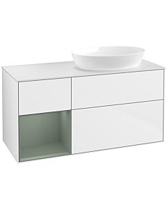 Villeroy und Boch Finion Villeroy und Boch Finion FA41GMGF 120cm, cover plate white matt, shelves olive matt lacquer, glossy white lacquer