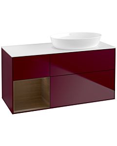 Villeroy und Boch Finion Villeroy und Boch FA41GNHB 120cm, plaque de recouvrement blanc mat, étagères Walnut Veneer , Peony Matt