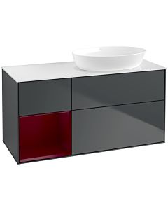 Villeroy und Boch Finion Waschtischunterschrank FA41HBHG 120cm, Abdeckplatte white matt, Regale Peony matt lacquer, Midnight Blue Matt Lacquer