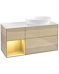 Villeroy und Boch Finion Villeroy und Boch Finion FA41HFPC 120cm, cover plate white matt, shelves gold matt lacquer, Oak Veneer