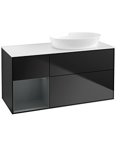 Villeroy und Boch Finion Waschtischunterschrank FA41HGPD 120cm, Abdeckplatte white matt, Regale Midnight matt lacquer, Black matt lacquer